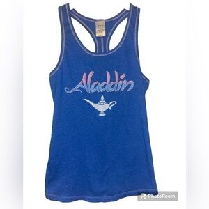 Disney Aladdin Blue Racerback Tank Top Genie Lamp Small